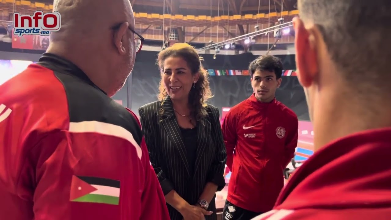 جمانة غنيمات سفيرة المملكة الأردنية الهاشمية في المغرب تساند المنتخب قبل بطولة البريميرليغ للكاراتيه