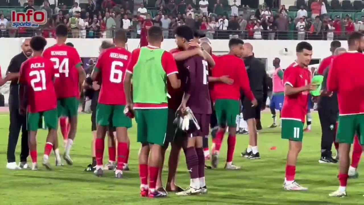 فرحة لاعبي المنتخب الوطني وتحية للجماهير المغربية بعد الفوز على ليسوتو