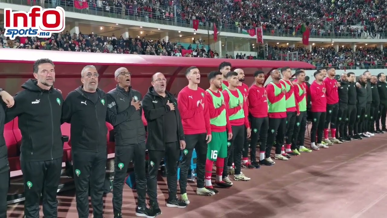 روعة النشيد الوطني من ملعب أكادير قبل مباراة المغرب وموريتانيا