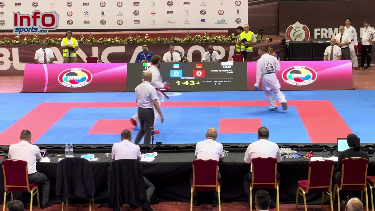 الجماهير تطلق صافرات الاستهجان على لاعب اسرائيلي خلال بطولة البريميرليغ للكاراتيه بالمغرب