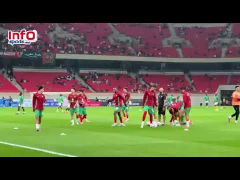 الأسود في حركات تسخينية تحت تصفيقات الجماهير القليلة الحاضرة بمركب مولاي عبدالله