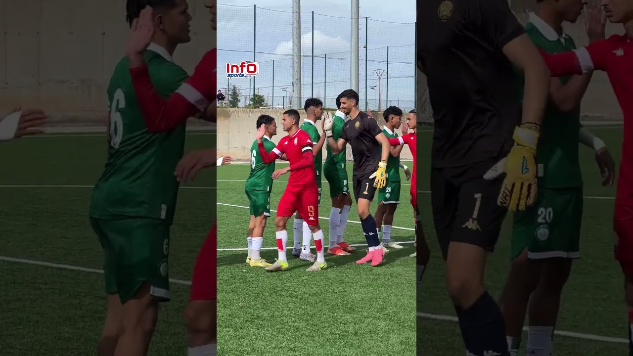 ديربي الأمل: دخول لاعبي الرجاء والوداد إلى أرضية الملعب بأكاديمية الفريق الأخضر قبل صافرة البداية