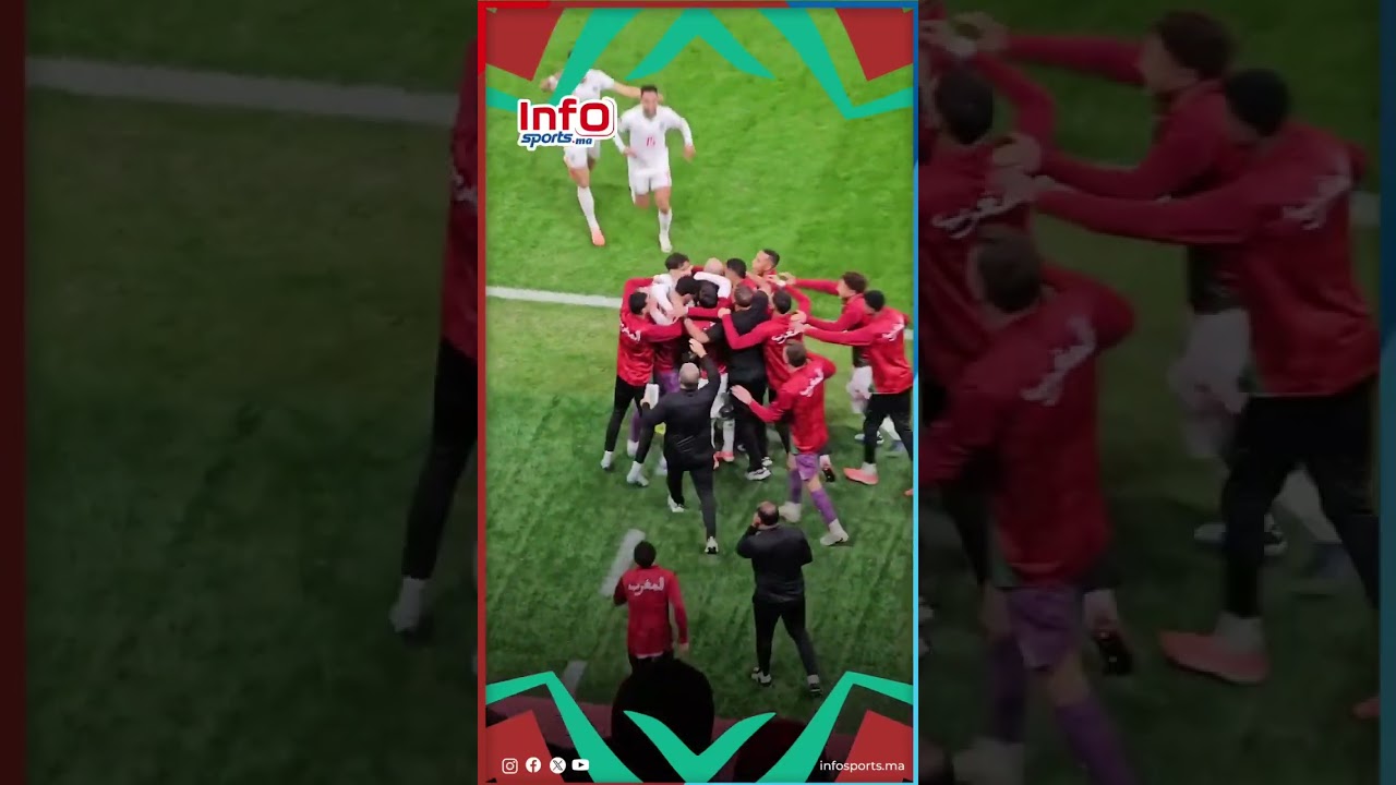 شاهد ...الكعبي احتفل بهدفه أمام زامبيا رفقة الركراكي ودكة بدلاء المنتخب الوطني