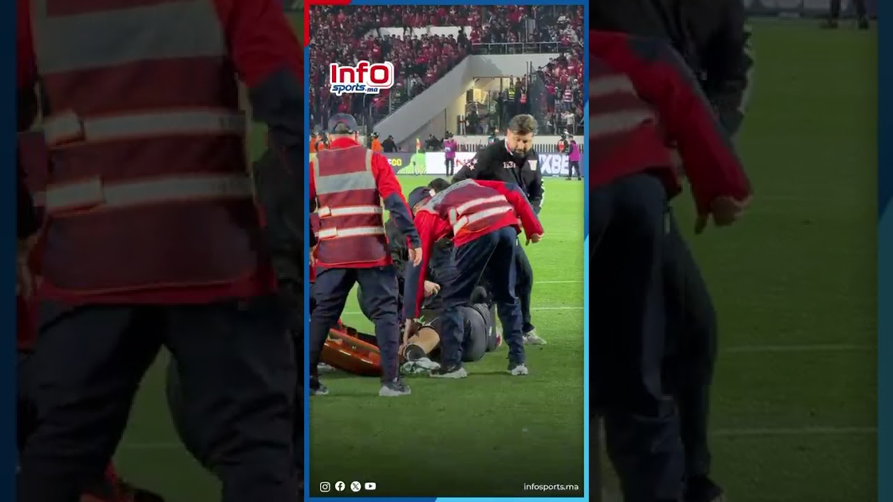 شاهدوا ما حدث لحارس الوداد بعد انتهاء المباراة وطبيب الفريق يتدخل بسرعة لإنقاذه.